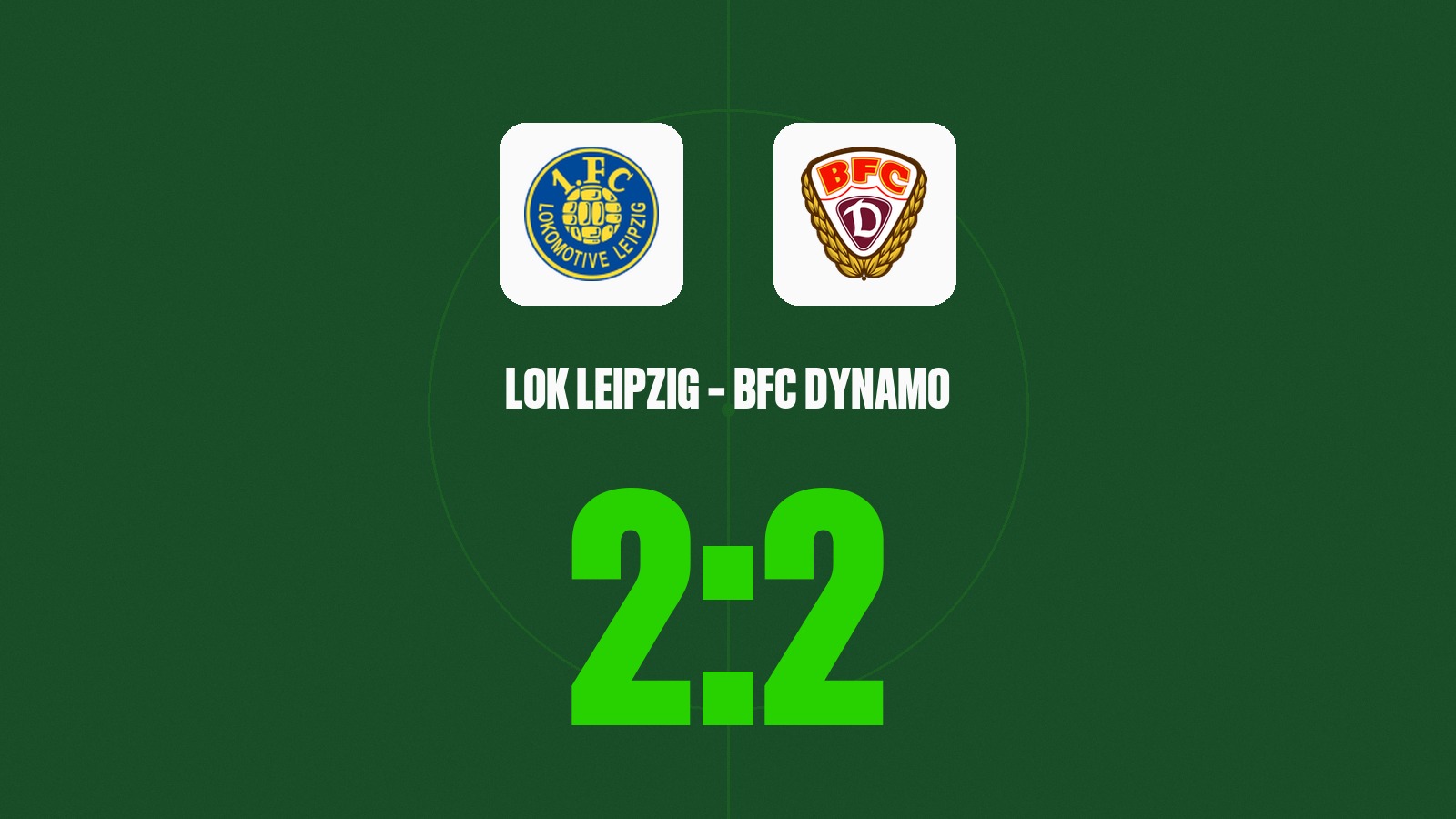 Wappen des 1. FC Lok Leipzig und des BFC Dynamo mit dem Endstand 2:2